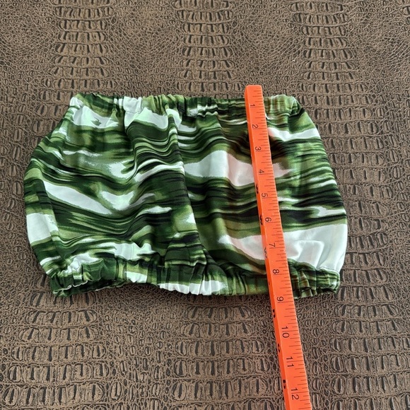 Muze New York Green Strapless Crop Top Size Small Marble Print Tube Top - Picture 3 of 6